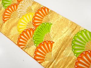 アンティーク　菊青海波模様織り出し袋帯（着用可）